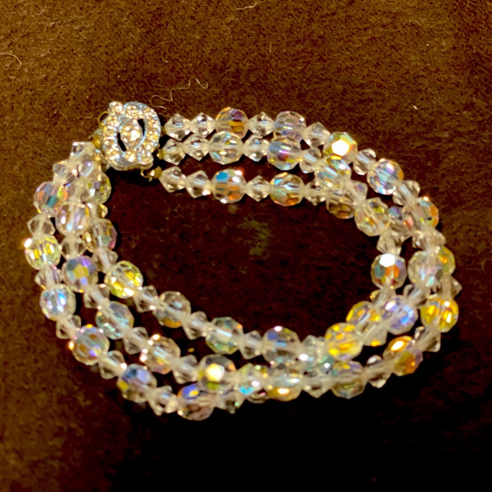 Vintage 1960’s Aurora Borealis Cuff Glass Bracelet